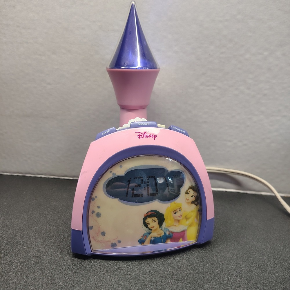 Y2k Disney Princess Alarm Clock Radio Pink Purple Star Light Projector